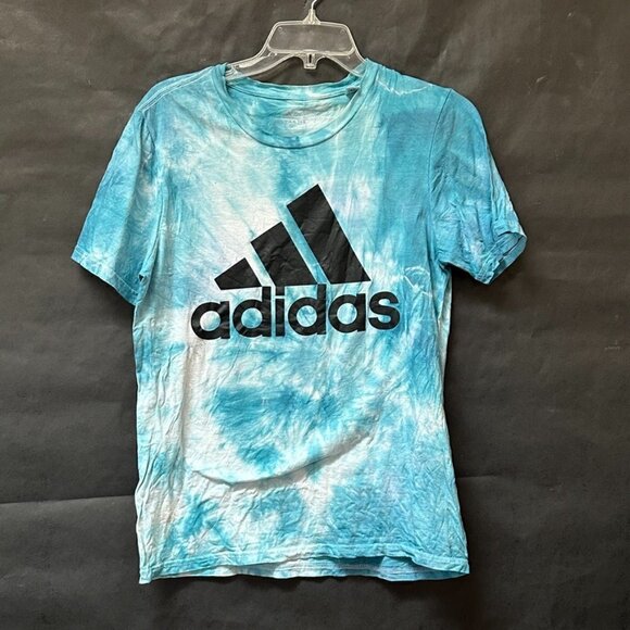 Adidas Small Tee Shirt Blue Turquoise Cotton Tie Dye Tied dyed Short Sleeve Teal - Picture 2 of 6